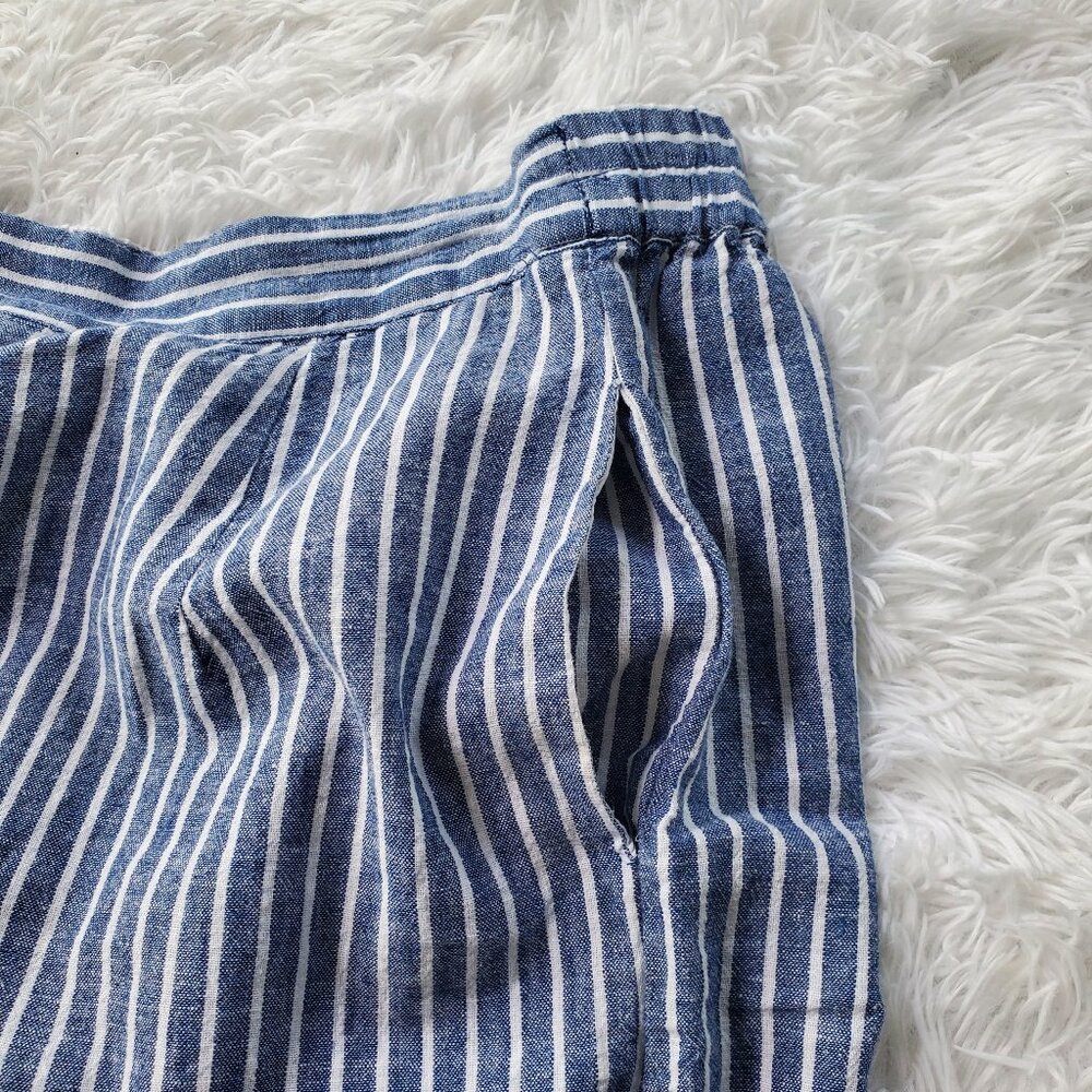 beachlunchlounge Linen Pants with Pockets - Blue and White Vertical Stripe - Picture 4 of 10